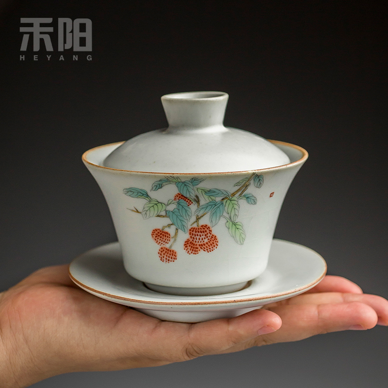 Restoring ancient ways send Yang tea only three tureen ceramic cups azure your up open a large slice of kung fu tea tea bowl