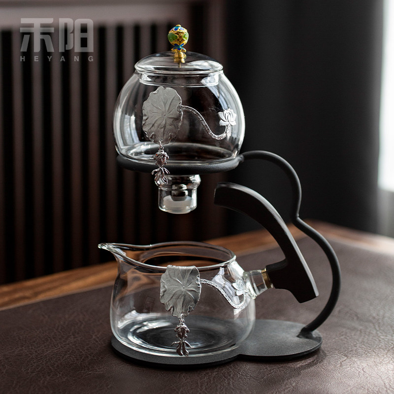 Heyang Yunlong semi-automatic tea set kung fu lazy tea set set household glass simple magnetic bubble teapot