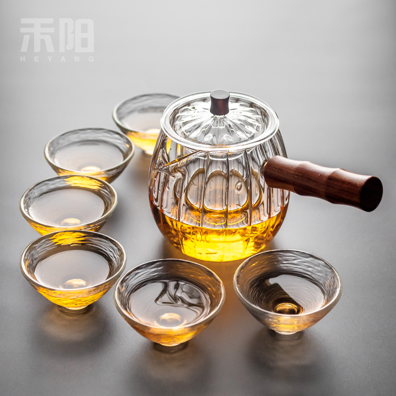 Send Yang glass teapot side "bringing boiled tea ware heat - resisting teapot kung fu tea set filter with thick hot pot