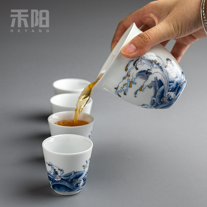 Send Yang mare undarum rush cheung blue - and - white ceramics fair keller household kung fu tea sets and tea cup points implement fair cup of tea