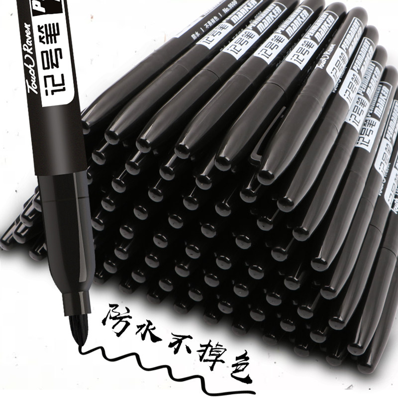 TouchRaven marker Black oily non-fading waterproof kiwi pen Hook line pen Ink watercolor color mike pen Non-erasable thick pen Thick head marker Express logistics office special