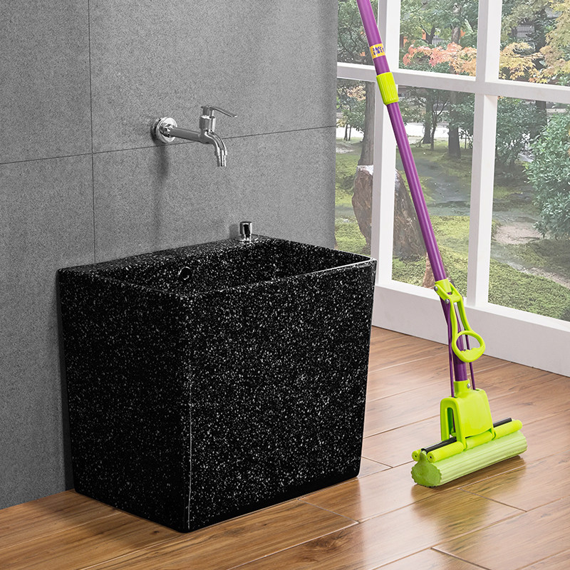 Mengyue ceramic large small mop pool slot balcony retro wash mop pool black home floor pub dressing room
