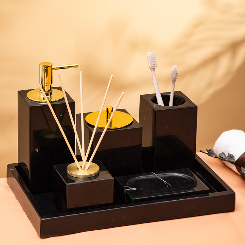 Marble Bathroom Suit Hotel Supplies Black Toilet 45 Pieces Sleeves Nordic Light Lavish Bathroom Wash Kit-Taobao