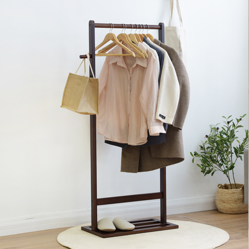 Solid wood simple household hanger storage storage floor clothes rack simple modern bedroom living room coat rack