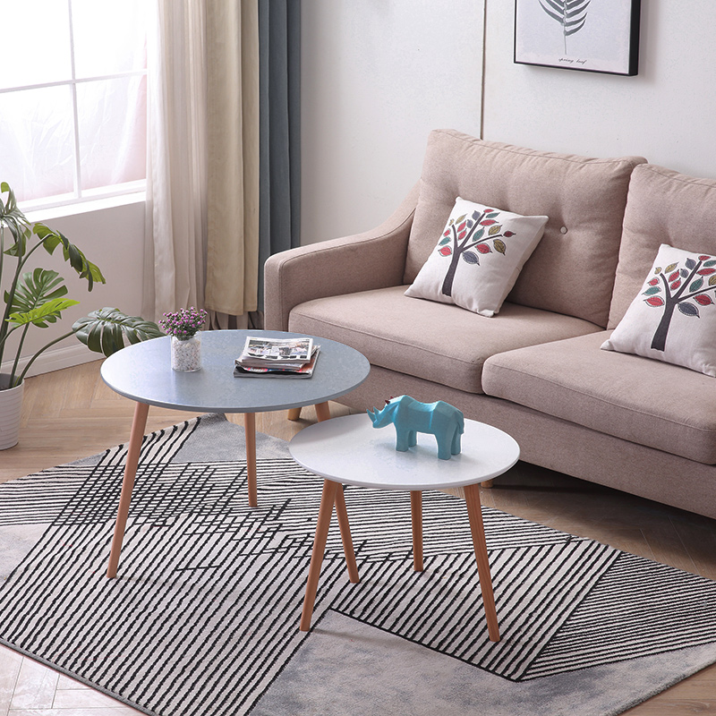 Solid wood small round table Nordic coffee table simple modern mini mobile side table balcony bedroom corner table home bedside table