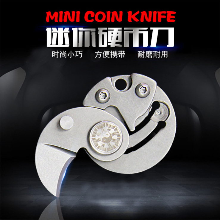 New Gossip Mini Coin Knife Refined Outdoor Folding Cutter Fashion Stainless Steel Key Knife Necklace Knife