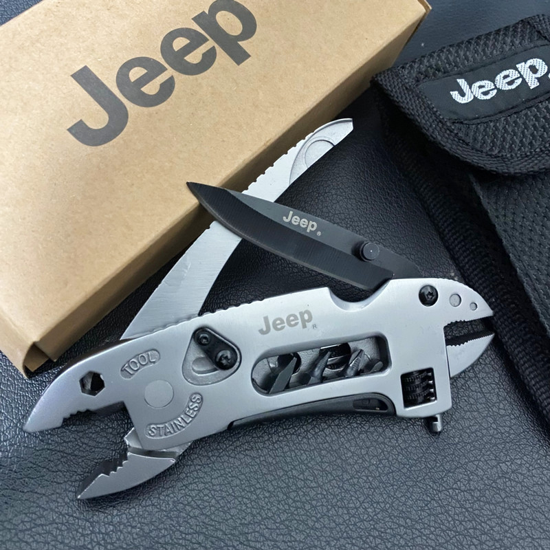 JEEP multifunction wrench pliers on-board combined emergency tool knife screw screwdriver head screw opener portable bag equipped with gift