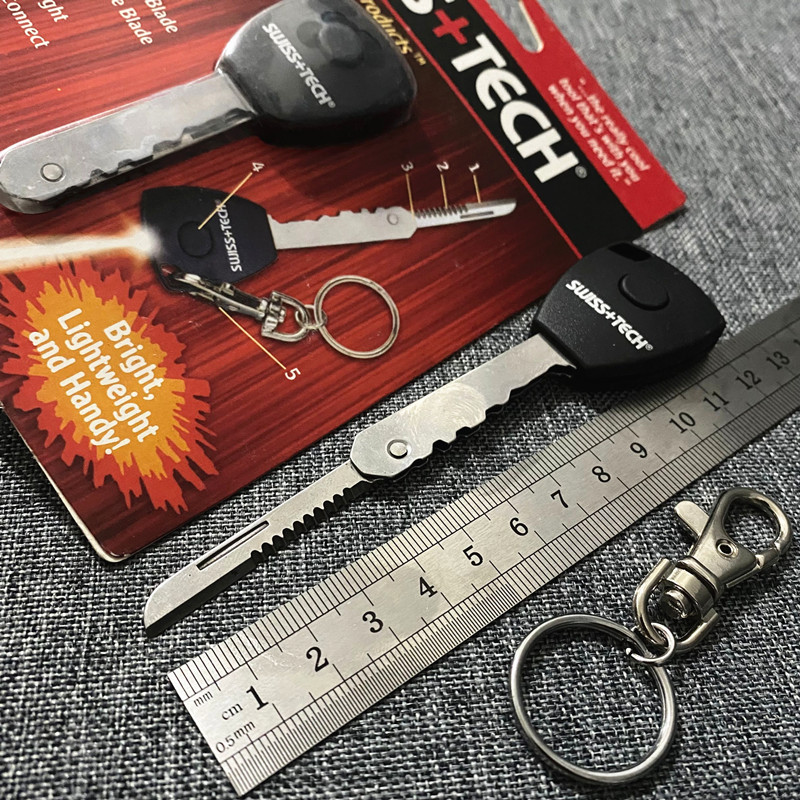 Swiss technology five-in-one key knife fruit knife removal express knife portable creative mini folding knife with lamp