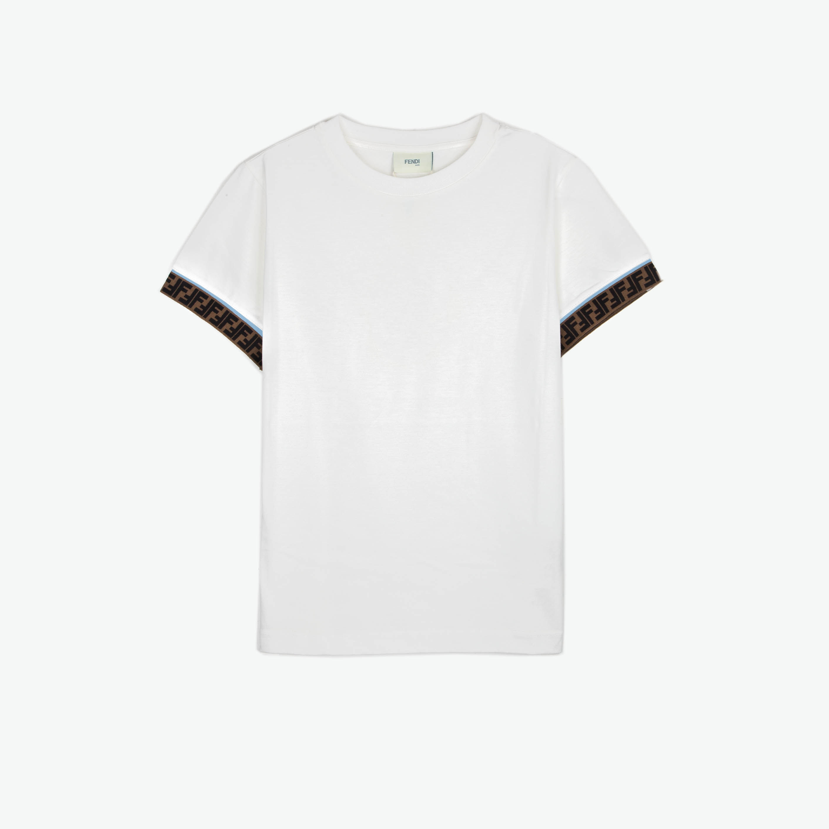 FENDI KIDS cufflink FF pattern splicing child's T-shirt JUI0187AJ-F0TU9