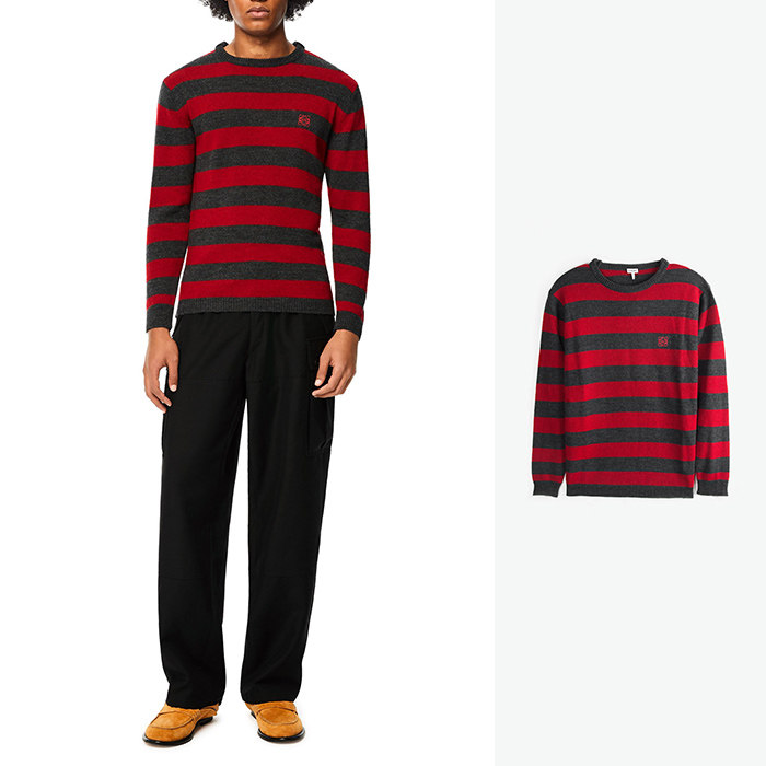 LOEWE red and black striped embroidered LOGO sweater positive size H526333X93-7271
