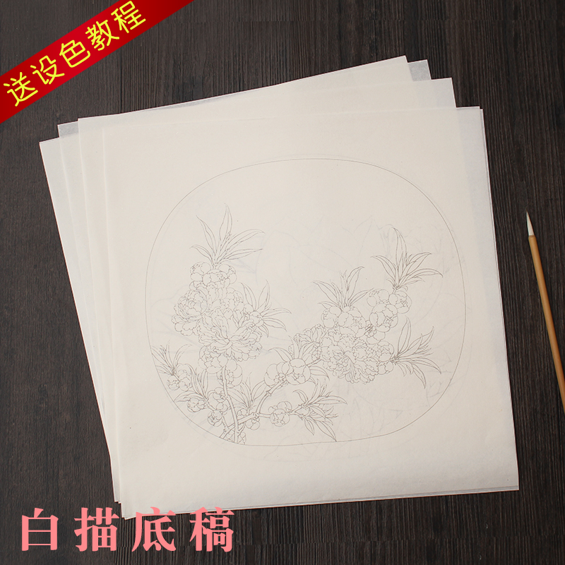 White sketch manuscript Work pen country Painful writing brush suit for copying upper color Song Dynasty work stroke hook line beginners basic material flower and bird mica cooked rice