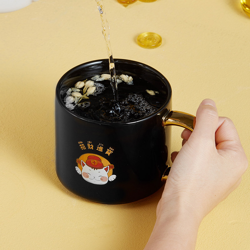 共禾京品 国潮财神猫系列 复古创意马克杯 475ml 天猫优惠券折后￥29.9包邮（￥129.9-100）2色可选