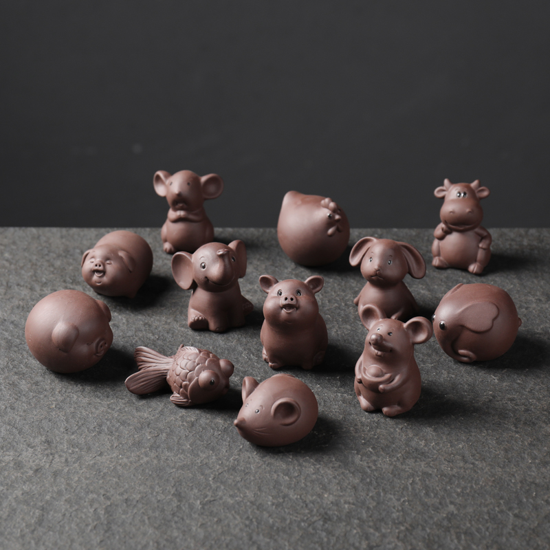 Fingertips tea pet purple mini express piggy like cattle fish rat chicken bowl aquarium tea tray was furnishing articles household ceramics, fleshy