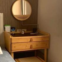 Pure solid wood dresser dresser small solid wood Japanese style log bedroom bedside table dresser integrated internet celebrity Jane