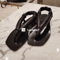 Discount Lemaire Summer Casual Black Patent Linen Coated Stretch Flip Flop Sandals