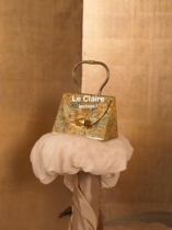 Dutch niche Peet Dullaert multicolor dizzy texture 24k gold plated trapezoid box Hand bag