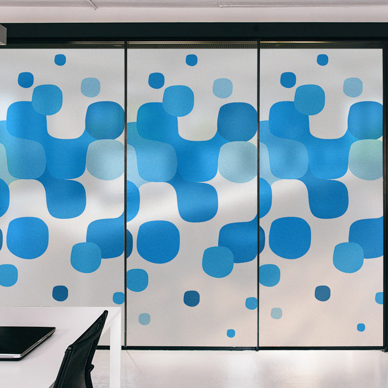 Abstract Spaces Geometric Graphic Glass Doors And Windows Stickers Company Partition Glass Sticker Office Room Electrostatic Frosted