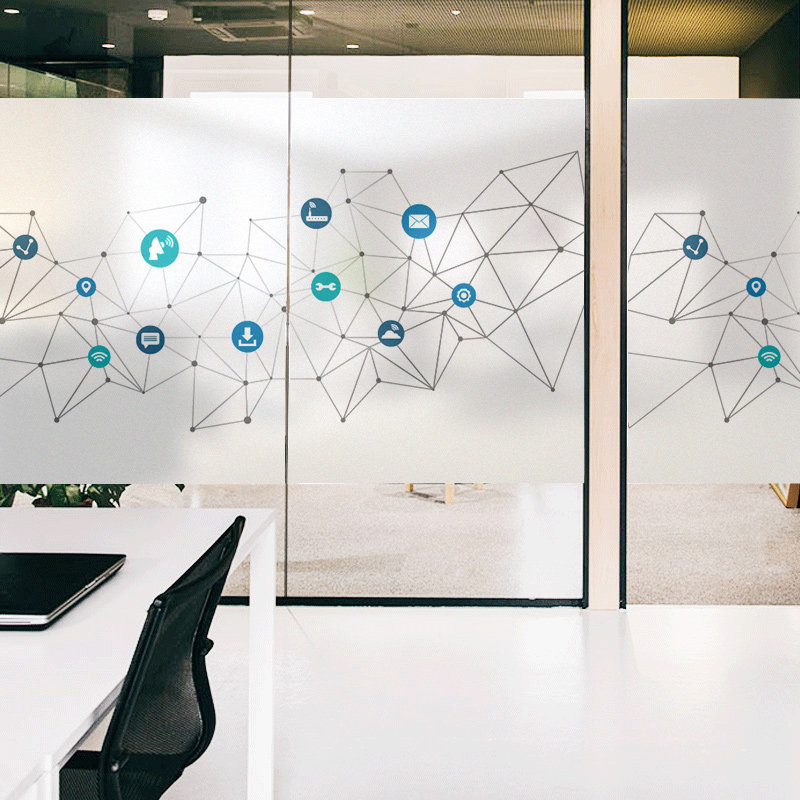 Big data intelligent hyper-connected business innovation frosted static decoration glass adhesive film office door partition glass sticker