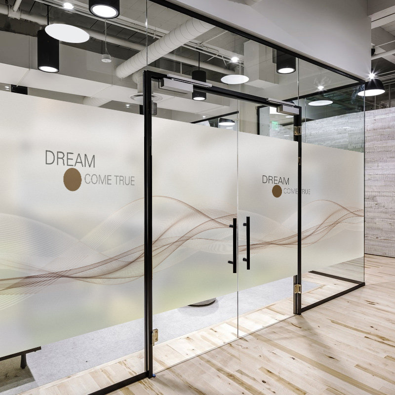 Glass sticker light transmission opaque frosted adhesive film office doors and windows floral decoration company meeting room custom peep-Taobao