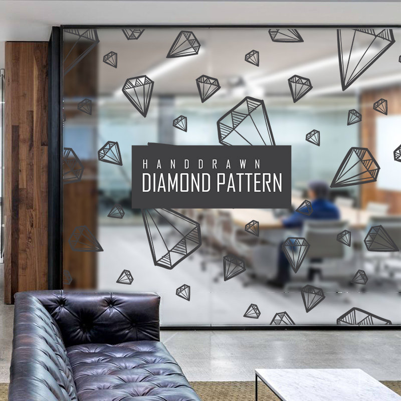 Diamond Line Enterprise Office Decoration Glass Adhesive Film UV Transparent Electrostatic Sticker Size Logo Customizable
