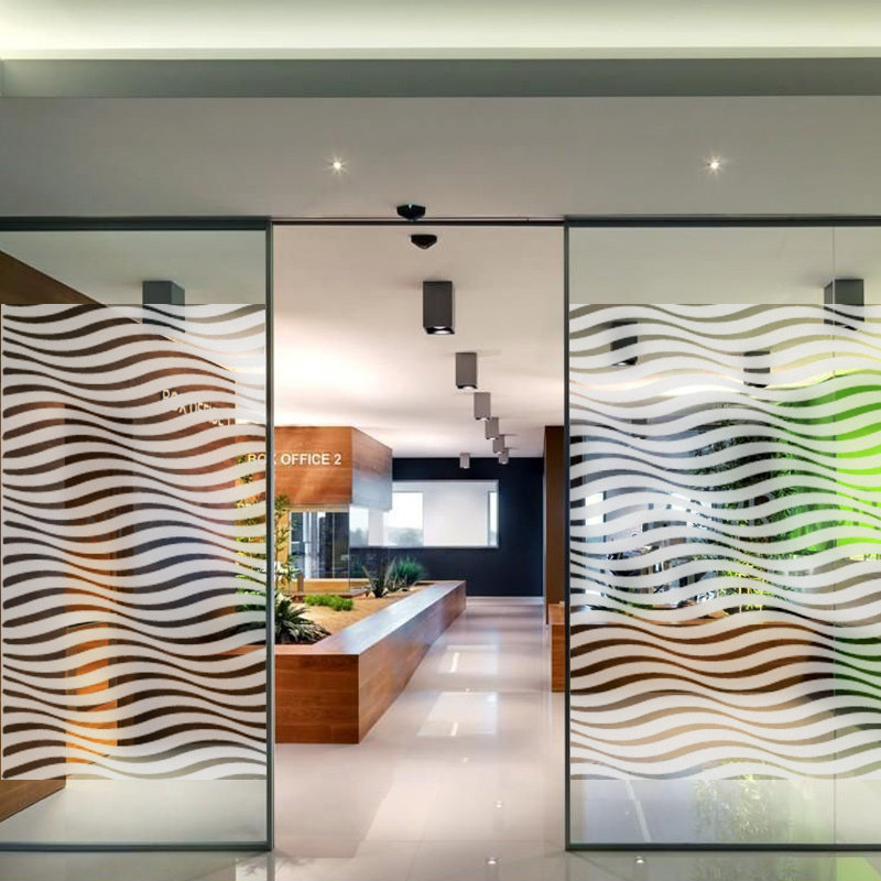 Wave Veins Transparent Frosted Patch Company Office Personality Decorative Glass Stickers Partition mobile door adhesive film customizable