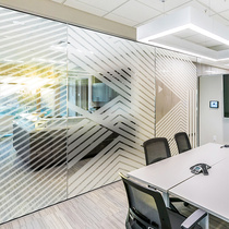 Staggered lines Office partition glass stickers Moving doors and windows Decorative glass film Transparent hollow frosted stickers
