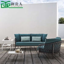 Mikio People Nordic Outdoor Sofa Combined Rattan Sofa Patio Courtyard Casual Balcony Living-room Full Trio Rattan Chairs