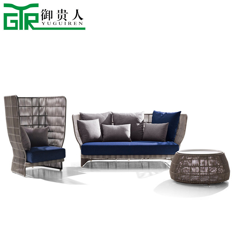 Outdoor Sofa Waterproof Casual Rattan Sofa Patio Terrace Terrace Rattan Chair Sofa Combined Tea Table Three Sets