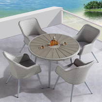 Outdoor Table And Chairs Patio Vines Chair Five Pieces Combination Leisure Room Outside Balcony Villa Garden Plastic Wood Table And Chairs Waterproof
