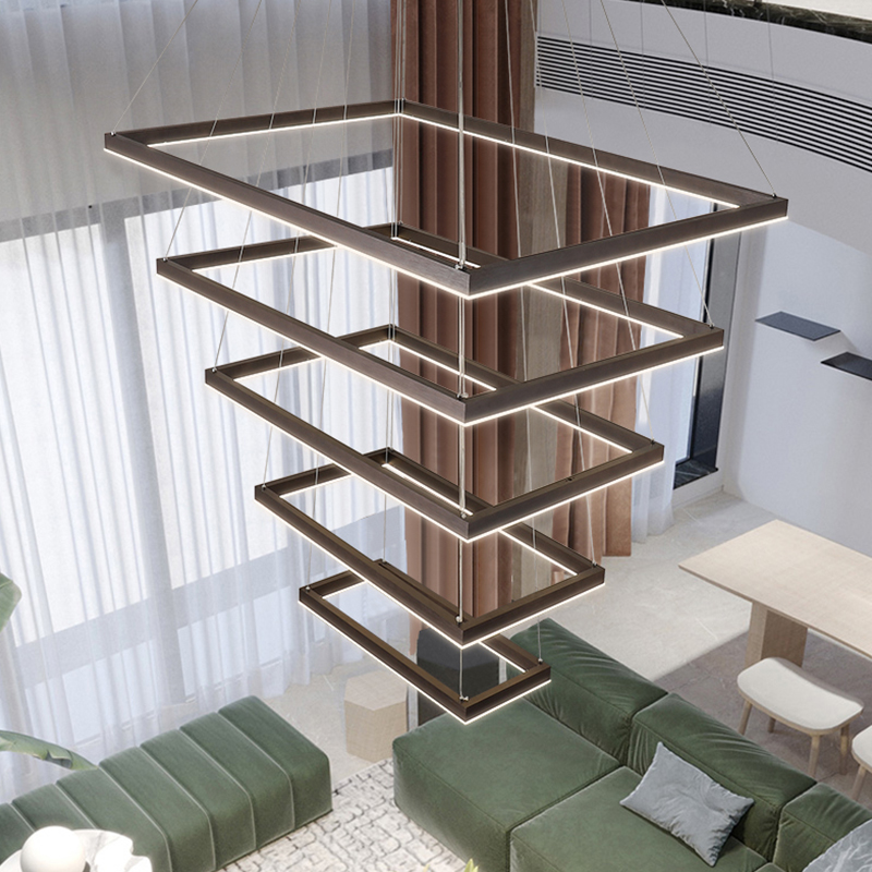 Duplex Building Large Chandelia Nordic Villa Rear Modern Minimalist Industrial Wind Pick Up The Stairs Hall Floor Room Living-room Light