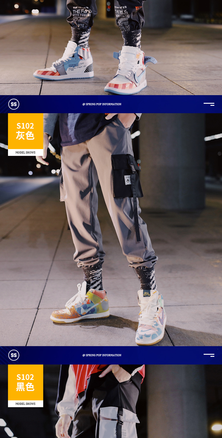 Quần nam phiên bản Hàn Quốc của xu hướng xuân hè quần thể thao hip hop Quần lửng ống rộng giản dị thương hiệu quần yếm - Quần thể thao quần adidas
