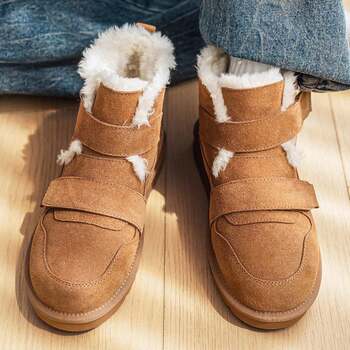 Snow boots for men and women, winter northeast cold-resistant, waterproof and anti-slip couples' warm and velvet thickened fashionable men's boots