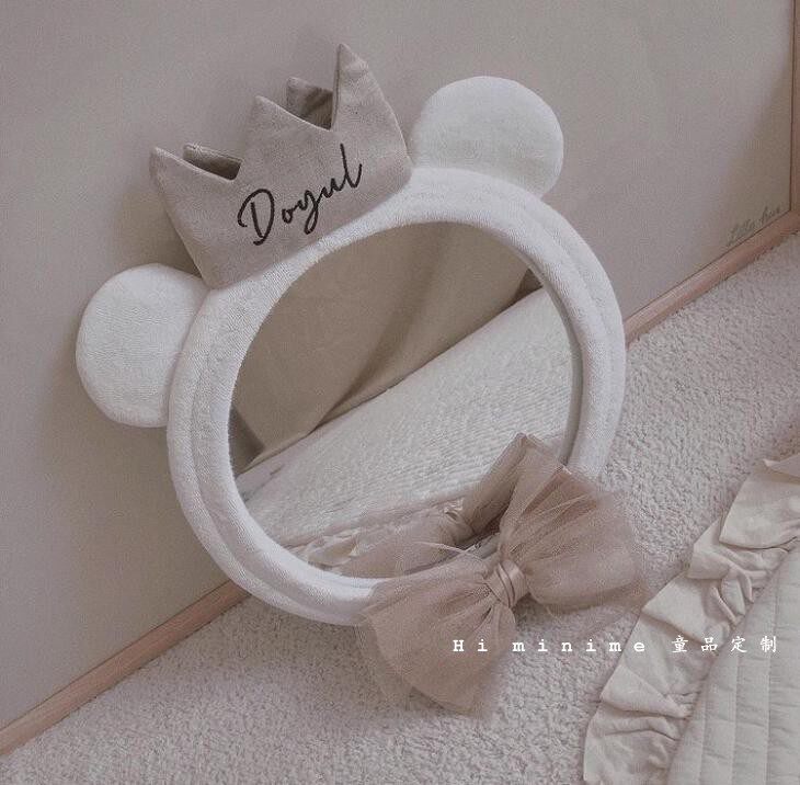ins Korean wind custom name small bear crown mirror baby mirror children's room decoration hanging decoration photo gallery shooting