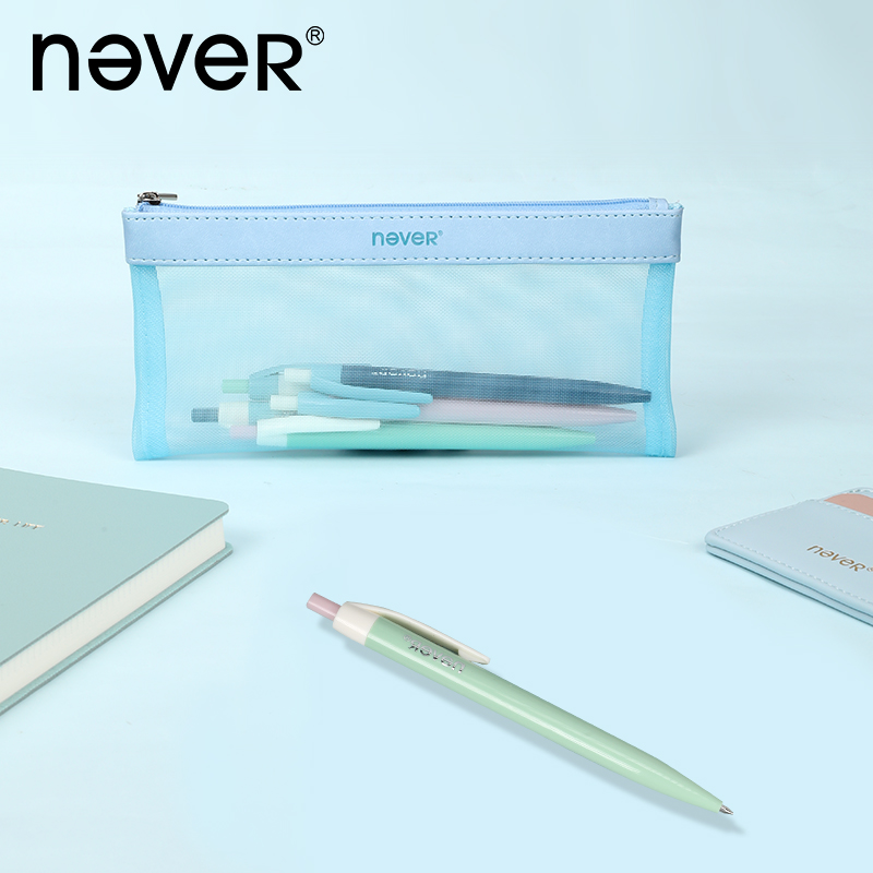neverpen pouch web yarn transparent pen bag advanced sensation PU leather splicing design pen bag ins day series original juku wind university Nordic series