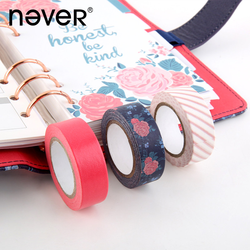 never Washi tape Hand account peripheral printing paper glue hand tear tape 3 rolls set girl heart hand account tape
