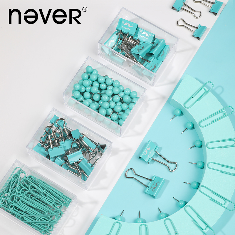 (Office good helper) never needle nail set plastic-coated metal paper clip small pin thumbtack ticket clip dovetail clip desktop office school supplies creative color paper clip