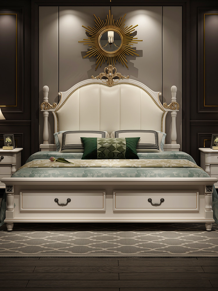 Freak drop RMB600  American solid wood bed Twin Beds Main Sleeper 1 8 Jane Eau style beds light extravagant princess wedding bed