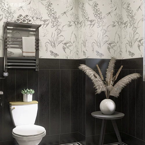 Японская ретро -ретро -черное дерево кирпич французская гостиная плитка Baltro -Bedroom без стекла плиток имитация плитка по полу деревянное зерно
