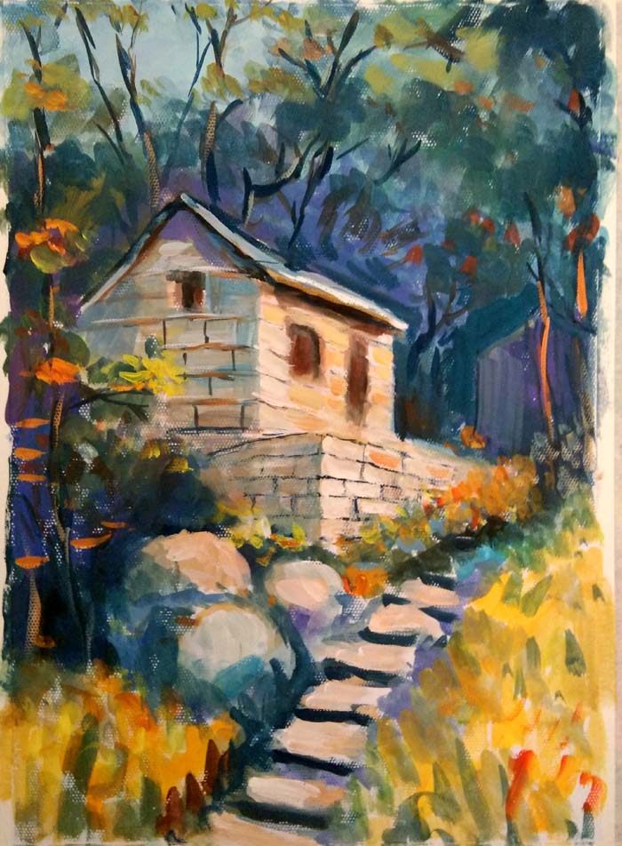 Water Powder Painting Written Raw Works Finished Trainees Dei Model Art Class Teacher Realistic Scenery Minus Dumping Sale Full Of Gifts