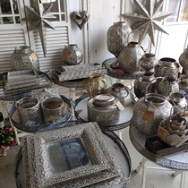 Large collection of solitary products-Moroccan style decorative lantern retro silver-plated iron candlestick plate antique furnishings