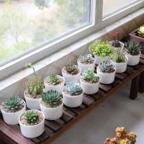 Solid wood flower stand wooden stand orchid flower pot green wood frame Chinese anti-corrosion corridor small square double-layer staircase