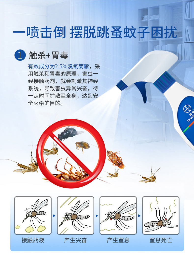 拜耳 除敌 触杀型全害虫杀虫剂 5ml*4管 单管可兑330ml 图4