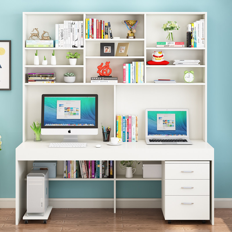 Desk bookshelf combination simple modern home student desk one desk bedroom double computer desk dormitory small apartment