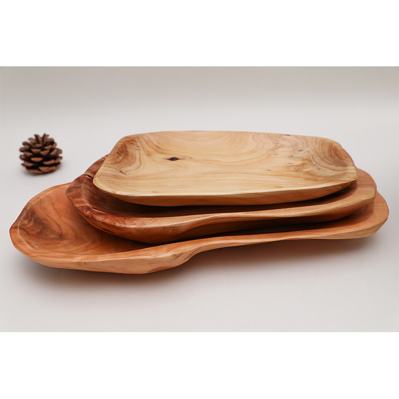Creative solid wood fruit tray Fruit basin Living room Home Nordic wind woody rectangular snacking tray dried fruit tray teacup debater
