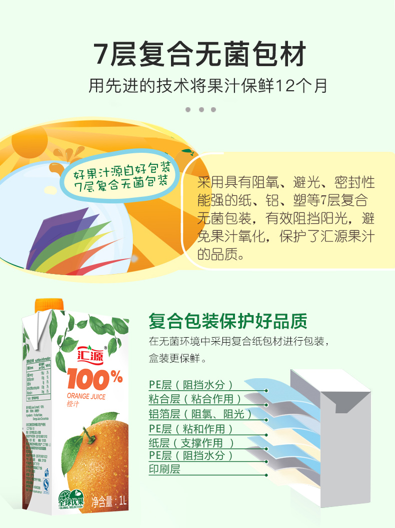 天猫超市 汇源果汁 臻贵礼盒 100%果汁 1L*5盒 0添加 图8