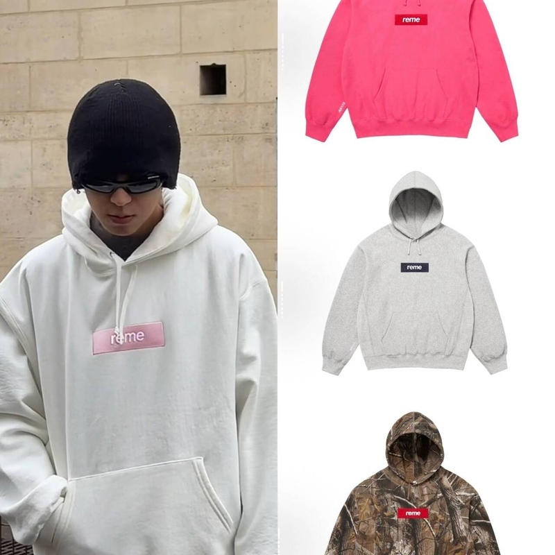Fw25 Box Logo Hooded Embroidered Logo Kangaroo Pocket Hooded Fleece Sweatshirt Unisex Fw25 Box Logo Hooded Embroidered Logo Kangaroo Pocket Hooded Fleece Sweatshirt Unisex