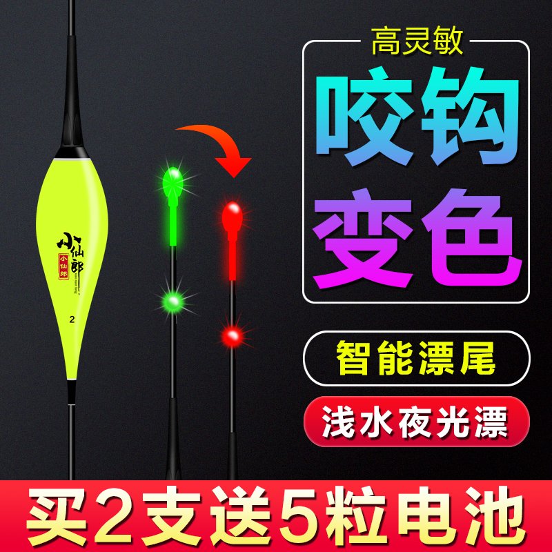 Fishing eye bite hook discoloration highly sensitive gravity induction super bright day and night dual-use night fishing float bold eye-catching electronic float