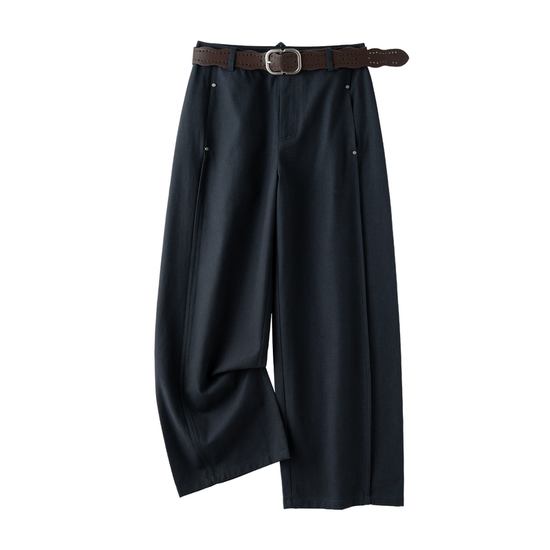 Deconstructed Straight-Leg Pants with Side Seam Forward Shift, Slimming Casual Pants for Women, 2026 Autumn New Style, Tencel Cotton, Height-Enhancing Wide-Leg Pants