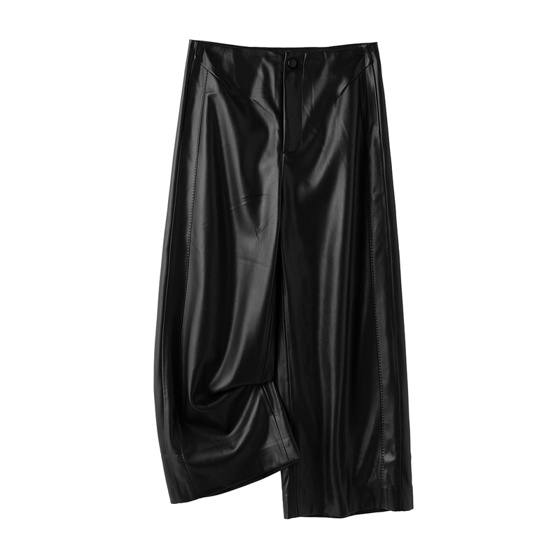 【Full Aura】Superfine Protein Leather Slimming Nine-Point Wide-Leg Loose Pu Leather Pants Casual Pants for Women 2026 Autumn and Winter 【Full Aura】Superfine Protein Leather Slimming Nine-Point Wide-Leg Loose Pu Leather Pants Casual Pants for Women 2026 Autumn and Winter