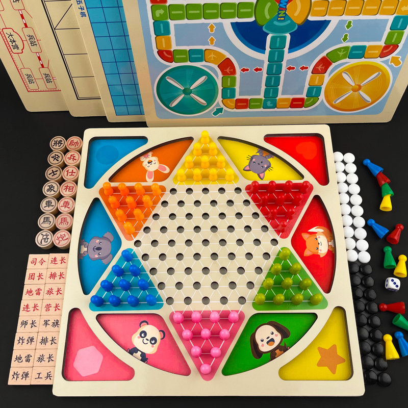 Flying Chess Checkers Gomoku Snake Flag Children's Game Board Multifunctional Two-in-One Table Games Chess Daquan